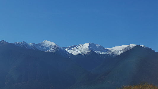mountain, blue, snow, nature, landscape, sky, mountains
