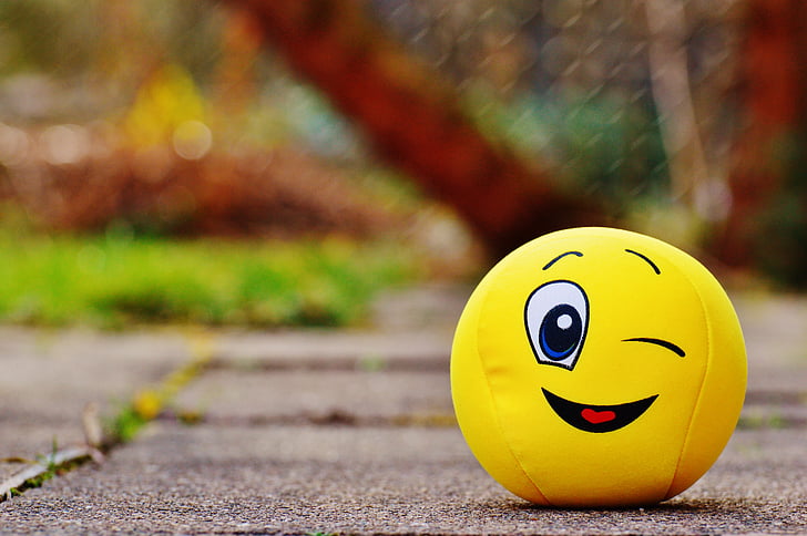 ยิ้ม, wink, ตลก, สีเหลือง, หวาน, น่ารัก, ใบหน้า
