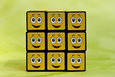 Cube, smilies, Sjov, følelser, humørikon, humør, følelser