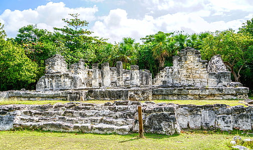 El ray, Cancun, Mexiko, Archeologické, Příroda, starověké, ruiny