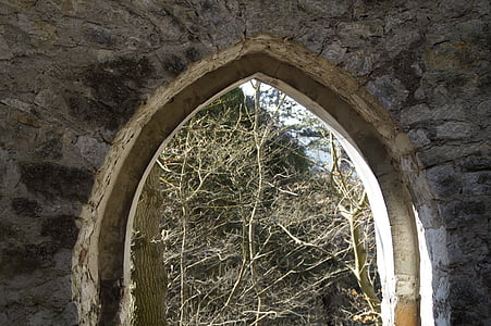 Archway, slott, medeltiden, rusenschloss, Schwäbische alb, murverk, väggen