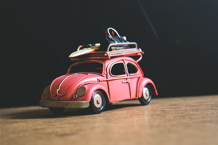 Araba, yakın çekim, oynarken, oyuncak araba, Volkswagen beetle, VW