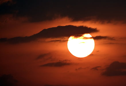 tramonto, sole di regolazione, cielo, nuvole, India, natura, crepuscolo
