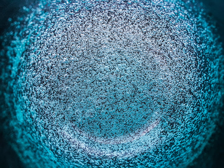 bubblor, vatten, abstrakt, blå, makro, bokeh, närbild
