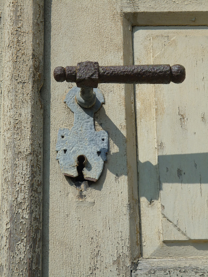 door handle, input, old door, portal, door lock, metal handle, door knob