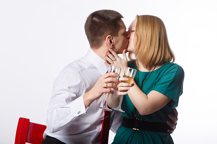 Photoshoot, Sweethearts, coppia, giovani, felicità, appena sposato, bacio