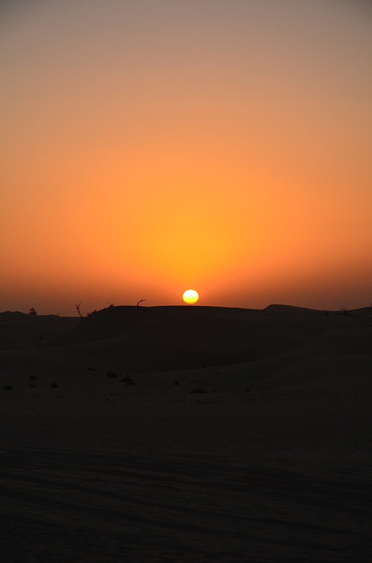 pôr do sol, deserto, Abu dhabi