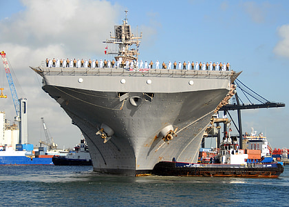 ship, aircraft carrier, port, tug boats, harbor, us navy, uss ronald reagan