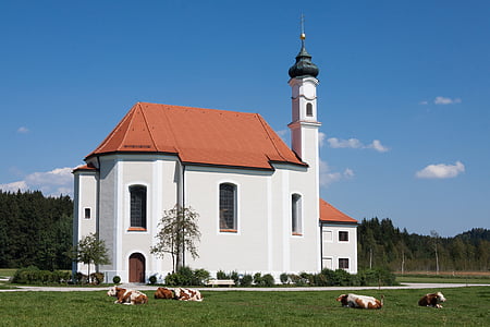 kyrkan, kapell, byggnad, kristna, liten kyrka, Bayern, Oberbayern