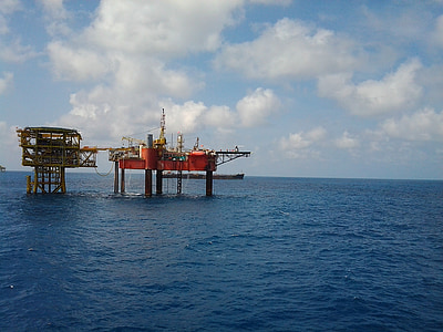 plataforma de perforación, sitio, gas, profesional, Indonesia, cielo azul
