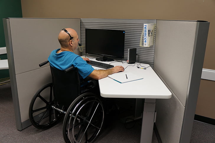 onemogočen, veteran, klic, Center, podpora, invalidski voziček, samo en človek