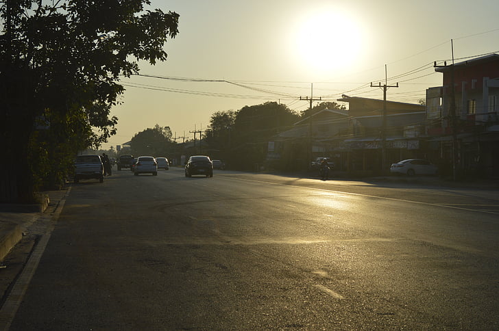 Street, buổi tối, mặt trời