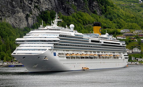 kapal pesiar, liburan pelayaran, Norwegia, Fjord, air, kapal pesiar, liburan