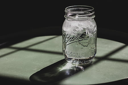 玻璃, 罐子里, 冰, 感冒, 水, 表, 阴影