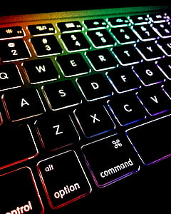 Alfabet, close-up, color, ordinador, dades, electrònica, il·luminat