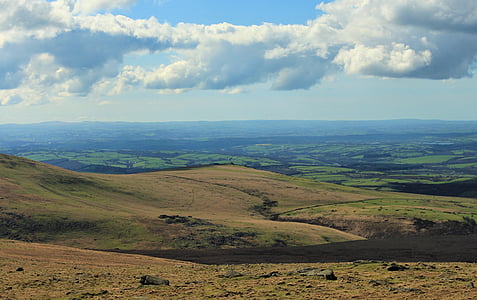 wrzosowiska, Dartmoor, piesze wycieczki, wsi, Devon, Wielka Brytania