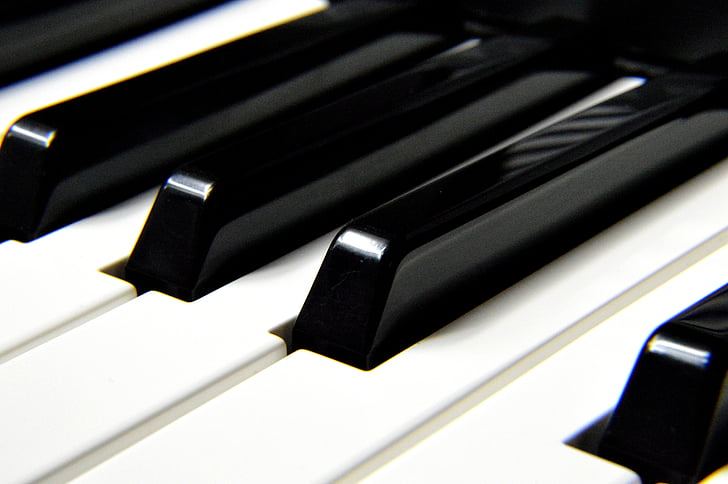 piano, claus, instrument, música, tecles de piano, negre, so