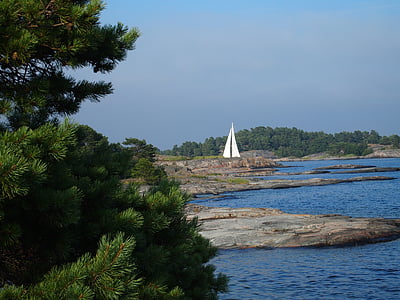 sail, archipelago, sweden, lake, water, islands, forests