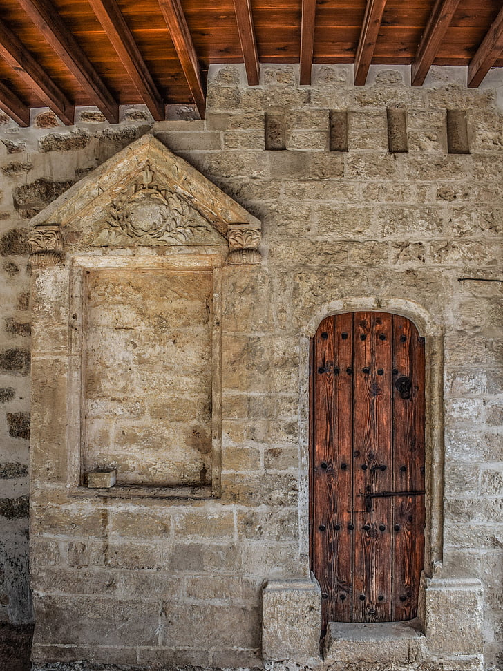 вратата, дървени, архитектура, стена, камък, Църква, стар
