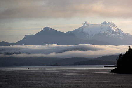 слой тумана, Аляска утром, утро прицел