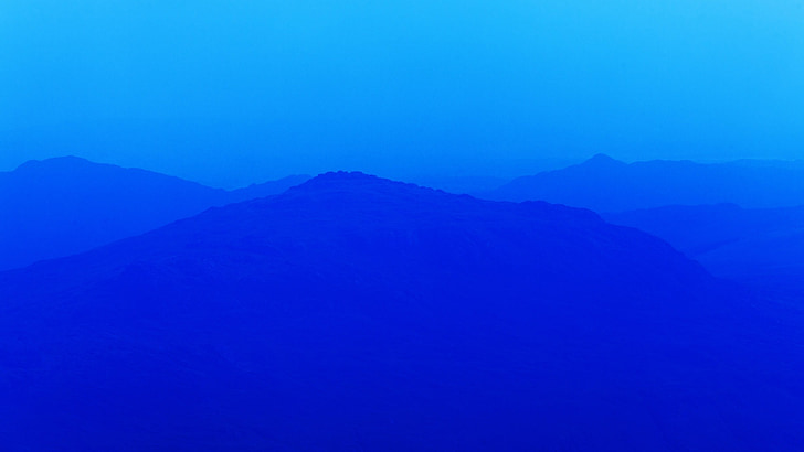 azul, escuro, alta, colina, colinas, paisagem, montanha