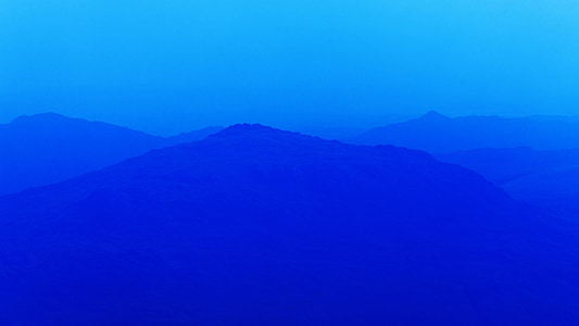 蓝色, 黑暗, 高, 小山, 小山, 景观, 山