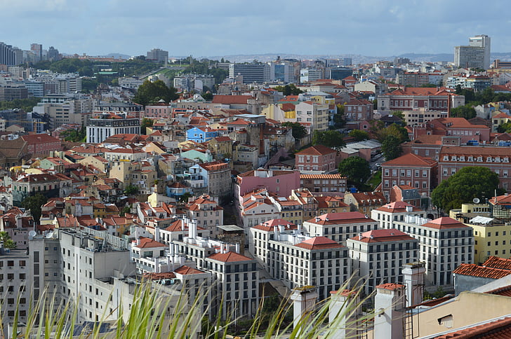 tagene, Se, City, huse, Portugal, udsigt over byen, ferie
