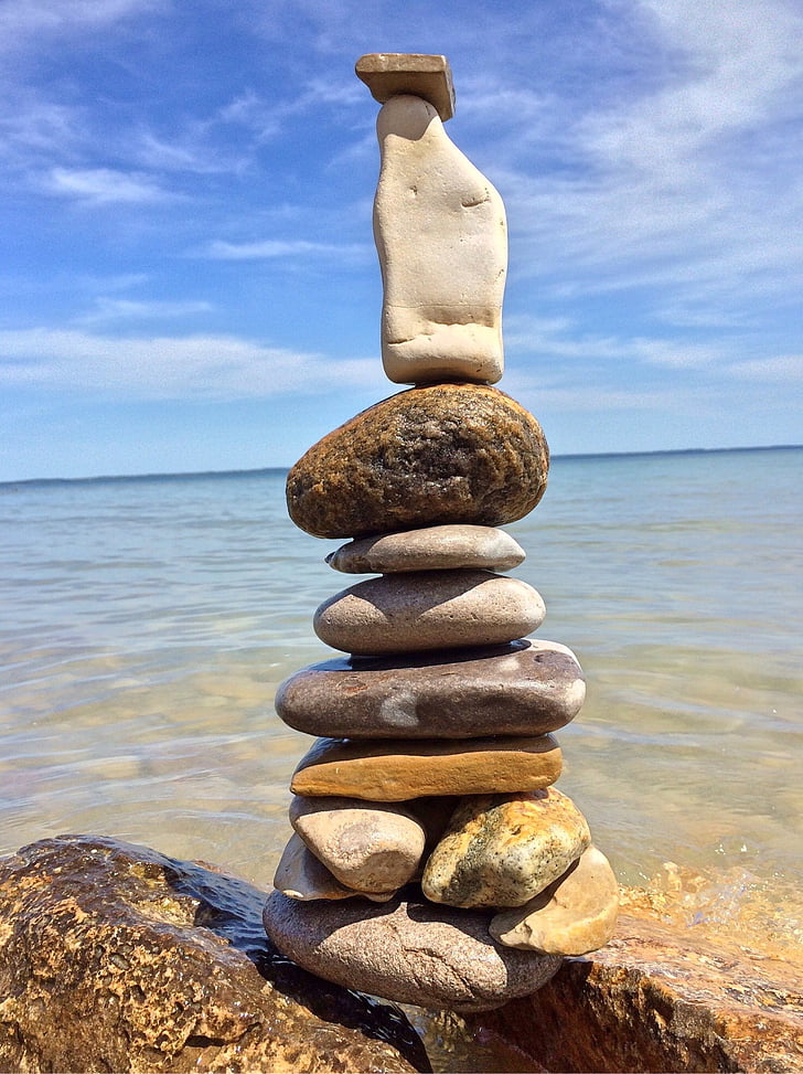 stones, stacked, rocks, balance, nature