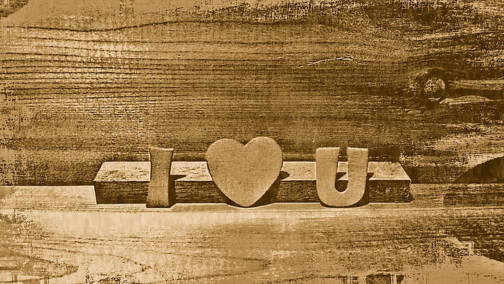 Обичам те, дървен материал, сърце, романтичен, Любов, Щастлив, Вие