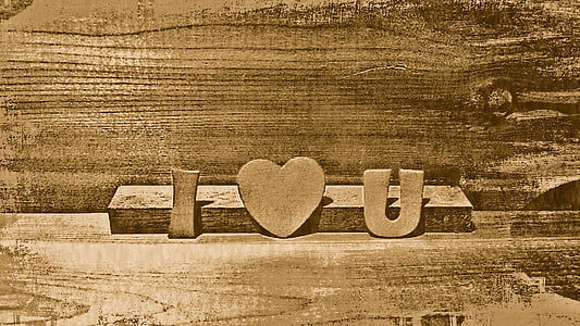 Eu te amo, madeira, coração, romântico, amor, feliz, Você