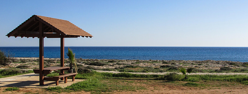 Zypern, Ayia napa, Lanta Strand, ruhenden Website, Kiosk, Tourismus, Urlaub