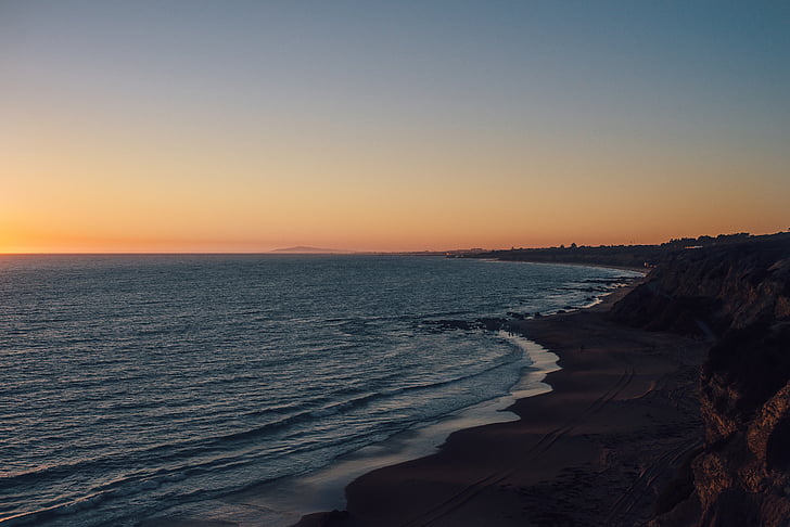 mar, ondas, lado, puesta de sol, Playa, arena, al atardecer