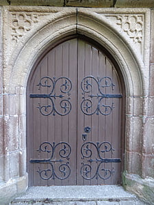l'església, porta, fusta, arc, voltat, arc, Capella