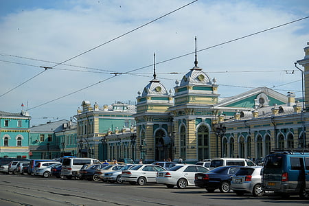 Irkutsk, Railway station, Rusland, arkitektur, toget