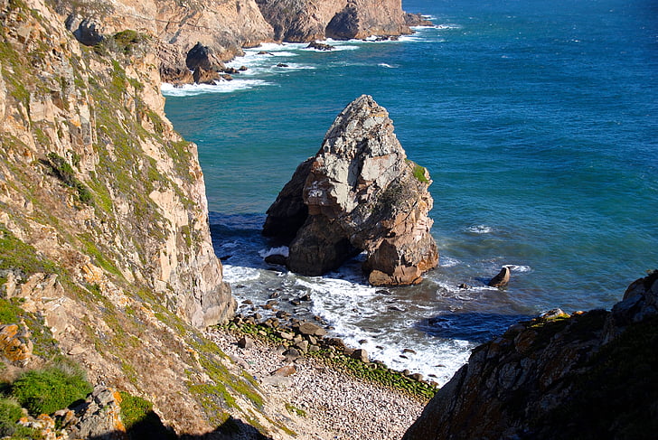 cliffs, rock, sea, surf, capo-rocca, atlantic, portugal