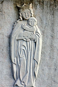 relief, stone, madonna, mother of god, jesus christ, christianity, mother