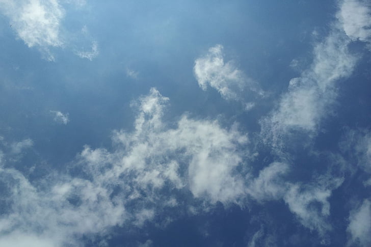 blue sky, simple, fresh, sky blue, cloud
