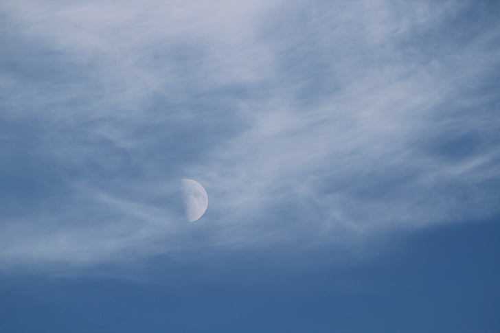 ay, bulutlar, gökyüzü, gezegen, ay, yörünge, Haze