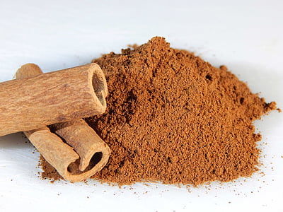 cinnamon, sticks, ground, spice, food, ingredient, brown