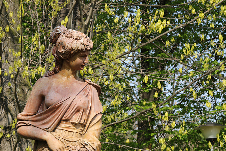 Skulptur, Park, Die statue, Ornament, Grün, Frau, Dekoration