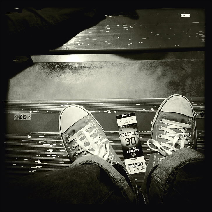 grayscale, photo, person, low, top, sneakers, ticket