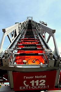 fogo, escada de plataforma giratória, caminhão de bombeiros, escada, veículos