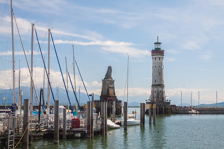 Lindau, Bodamské jazero, Port, Lighthouse, vstup do prístavnej, námorných plavidiel, slávne miesto