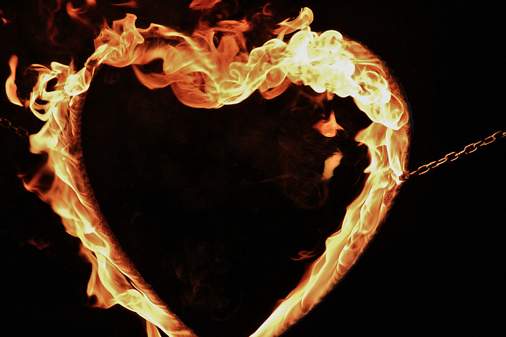 ogień, serce, Fire show, ślub, Demonstracja, miłość, palić