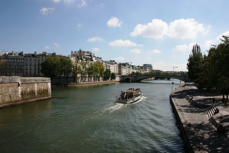 Râul Sena, Sanchez, Paris, barca, Râul, arhitectura, celebra place