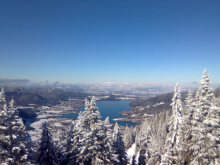 Tegernsee, zimski, Bavarska, gore, Alpenblick