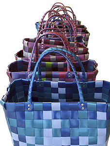 чанта, кошница, тъкани, в един ред, цветни, изолирани, ракита