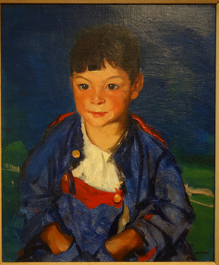 boy, oil, canvas, museum, exhibit, painting, historic