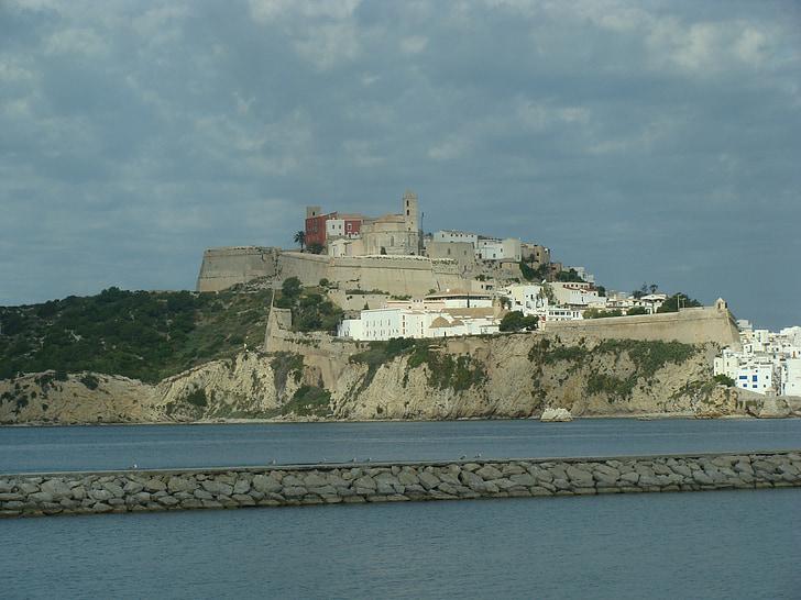 Ibiza, gamle, rom, klokketårnet, bygge, steiner, klosteret