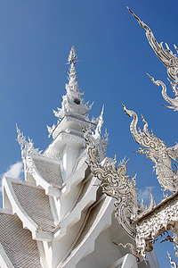 wat rong khun, Tempel, Thailand, witte tempel, Chiang rai, Boeddhisme, draken